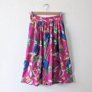 Vintage Hot Pink Pineapple Print Skirt with Pockets